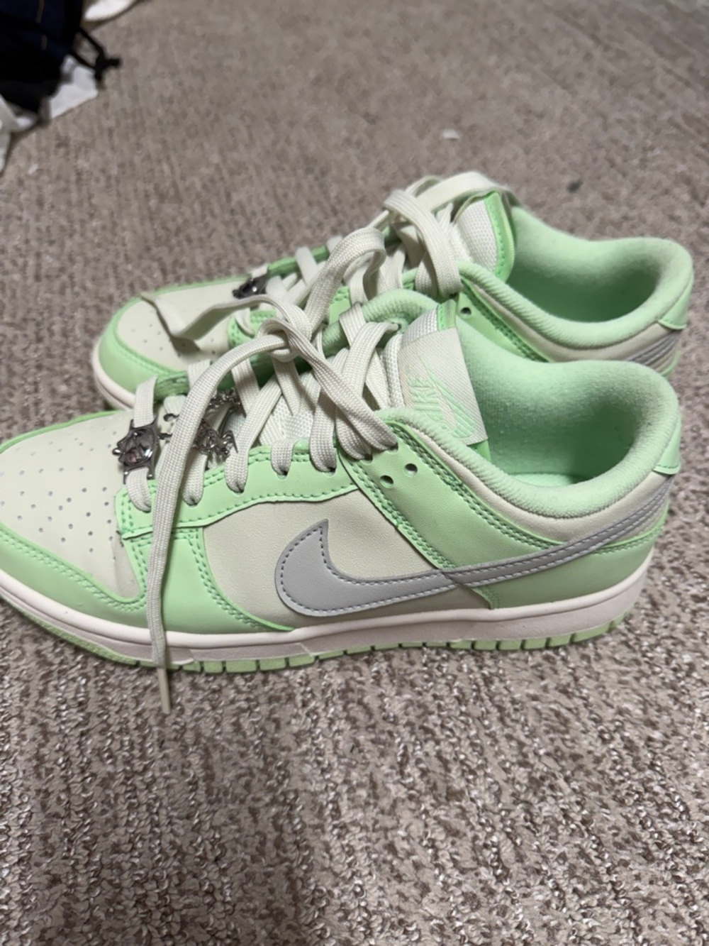Nike Mint Green and White Low-Top Sneakers